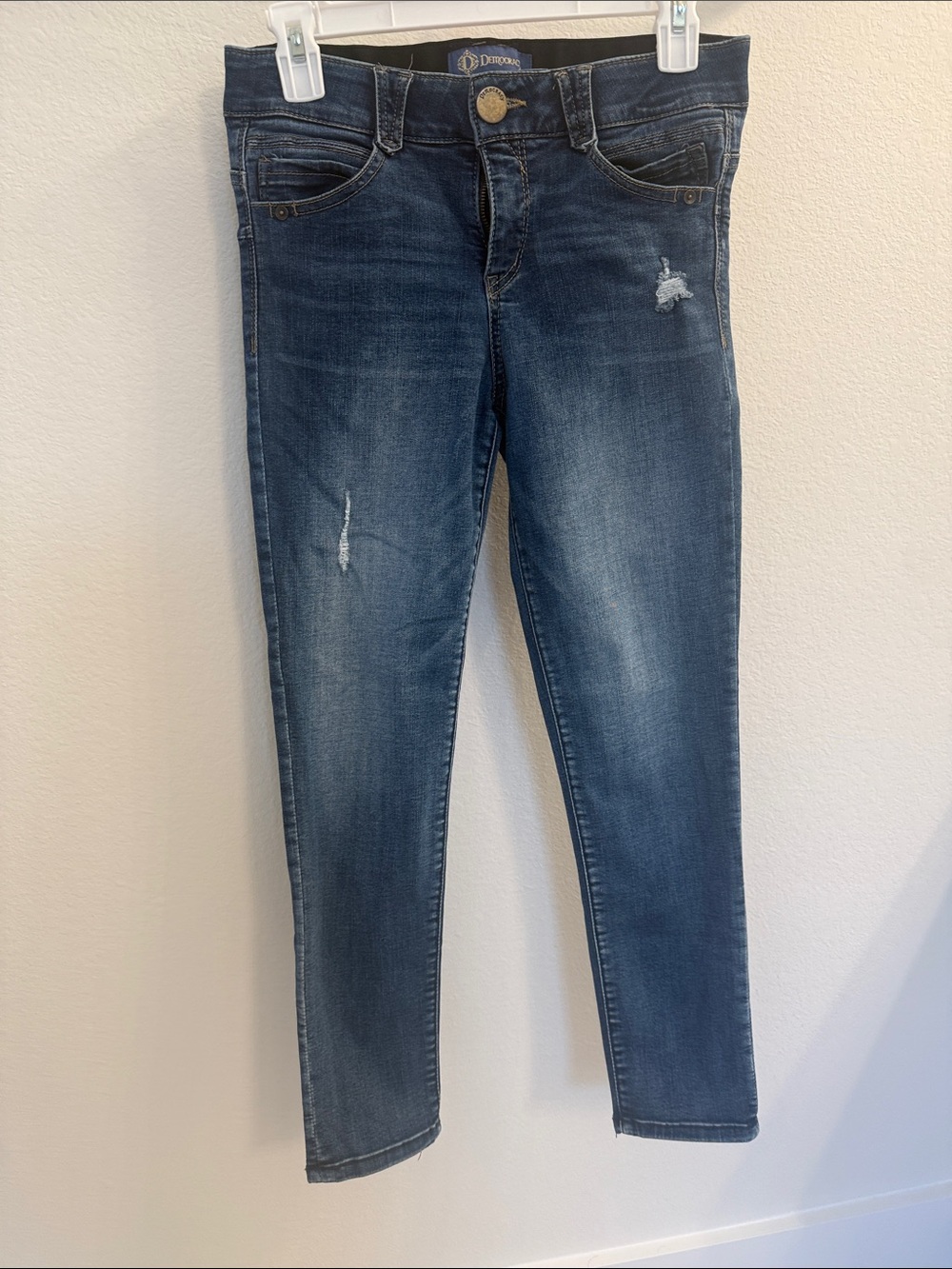 Democracy Dark Blue Skinny Jeans with Subtle Distressing